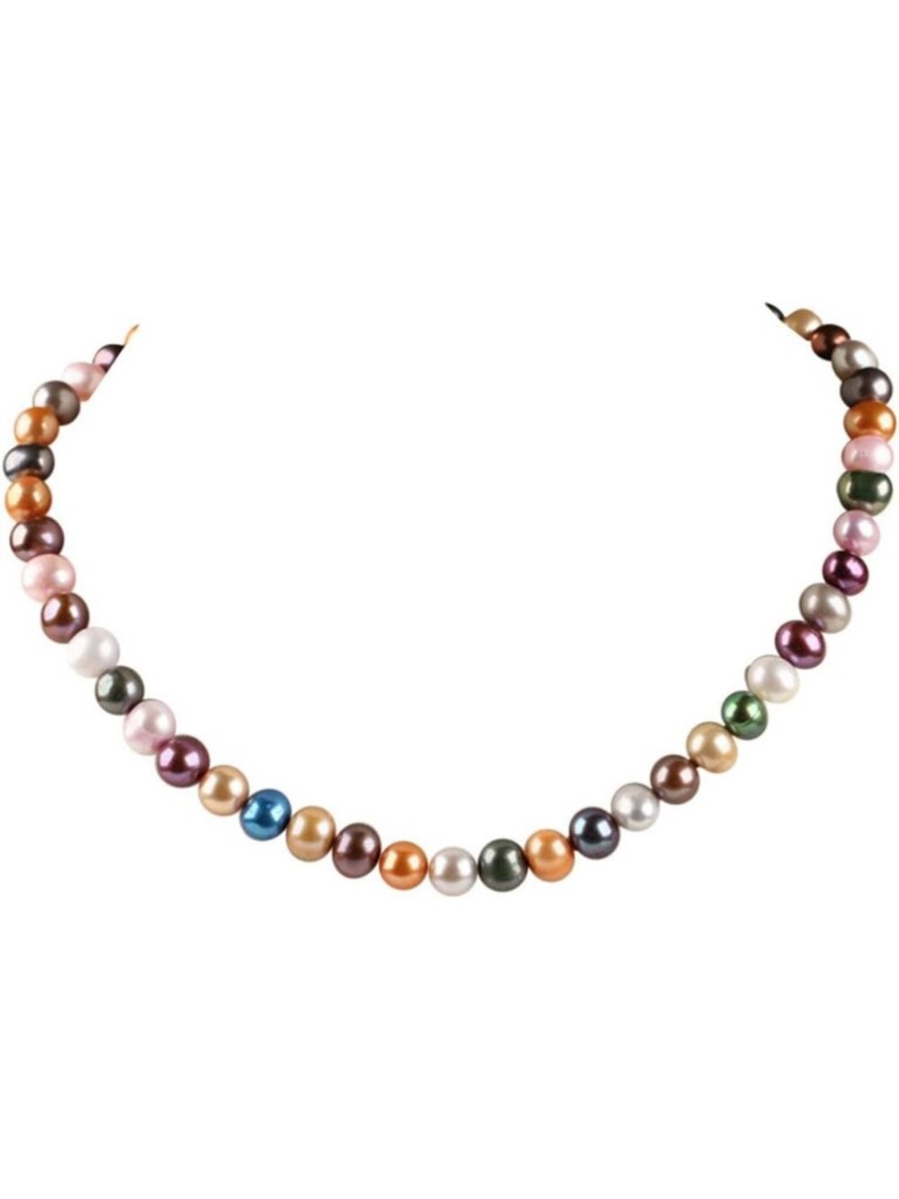 Multicolor Freshwater Pearl Necklace 8-9mm, 17" + 2" Extender, Elegant Jewelry